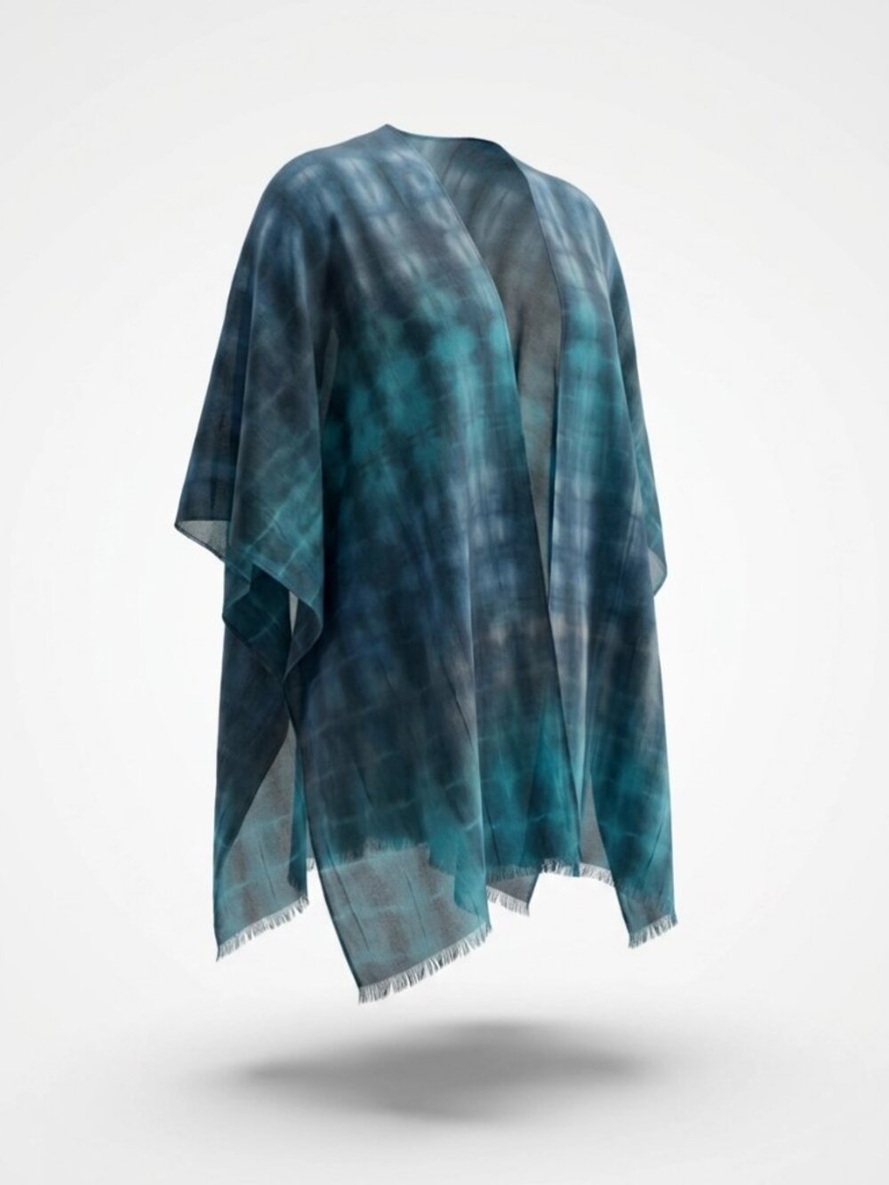 Brand New Shibori Watercolor Lightweight Cover-Up Draped Shaw